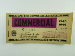 Canada Commercial Gasoline Licence & Ration Coupon Book Licence Plate Cz - 207