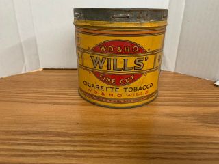 Vintage W.  D.  & H.  O.  Wills Fine Cut Cigarette Tobacco Tin - Imperial Tobacco Co.