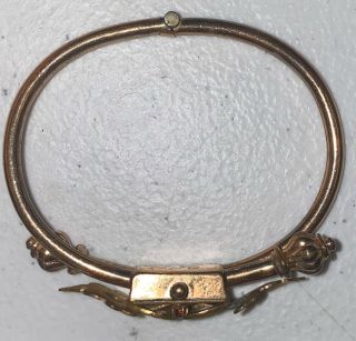 Antique Victorian Gold Filled Bracelet With Garnet Stones Lock 17 Grams 3
