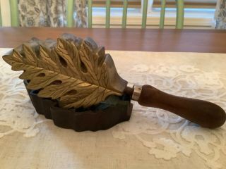 Antique Millinery Silk Flower Leaf Press Mold Bronze 2 Part Tool 11”