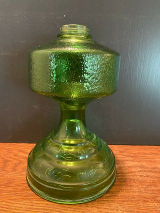Vintage Green Glass Oil Kerosene Lamp Lantern Base Only