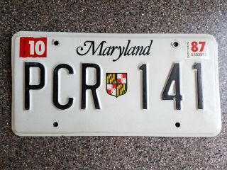 1987 Maryland Auto Car Truck License Plate Pcr 141