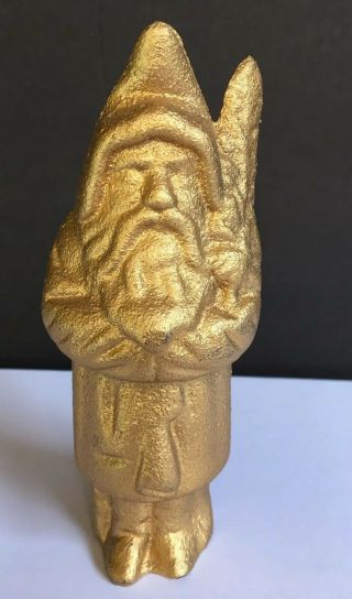 Vintage Cast Iron Santa Coin Bank Painted Gold