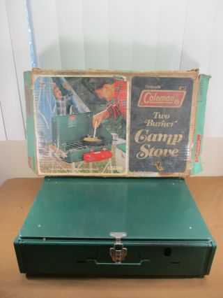 Vintage Coleman 425e Double Burner Portable Gas Camping Stove W/ Orig.  Box 1978