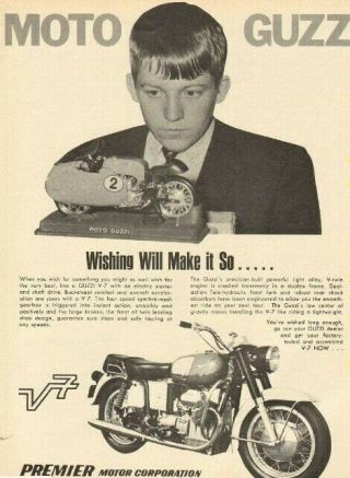 1969 Moto Guzzi V - 7 -  Wishing Will Make It So  Vintage Motorcycle Ad