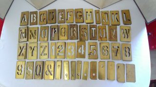 257 Vintage Interlocking Brass Metal Stencils Letters,  Numbers,  Spaces & More