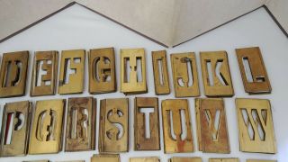 257 Vintage Interlocking Brass Metal Stencils Letters,  Numbers,  Spaces & More 3