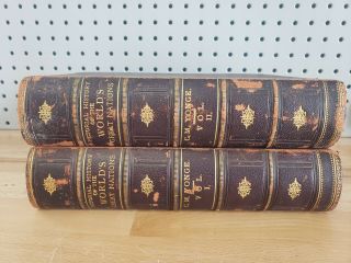 Antique 1882 Pictorial History of the World ' s Nations Book Set Yonge Vol I & II 2