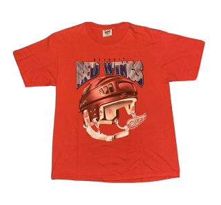 Vintage Nhl Detroit Red Wings Lee Sport Hockey Helmet Red Shirt Size Xl