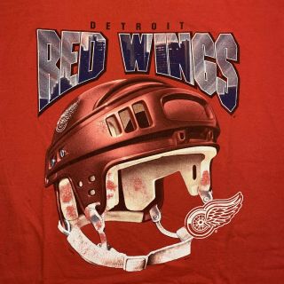 Vintage NHL Detroit Red Wings Lee Sport Hockey Helmet Red Shirt Size XL 2