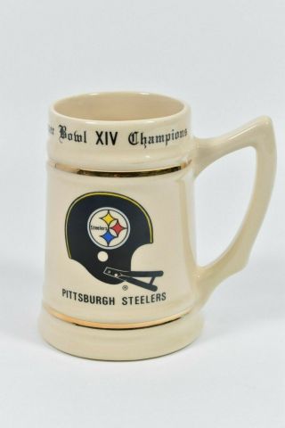 Vintage Pittsburgh Steelers Bowl 14 Xiv Champions Beer Stein Mug 1979 Rams