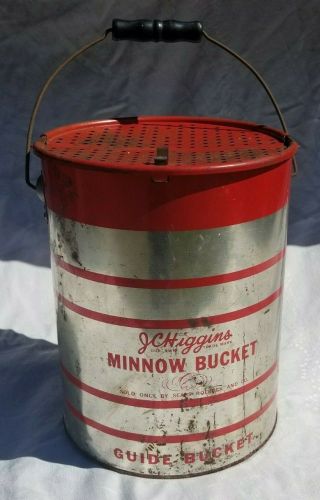 Vintage J.  C.  Higgins Guide Minnow Bucket,  By Sears Roebuck,  Fishing Bucket