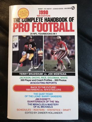 The Complete Handbook Of Pro Football 1990 Edition,  Football Books Joe Montana