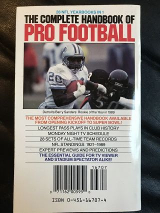 The Complete Handbook Of Pro Football 1990 Edition,  Football Books Joe Montana 2