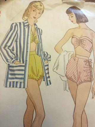 Vintage Simplicity Bathing Suit,  Cover - Up Sewing Pattern 1940 