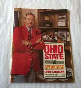 1988 John Cooper Signed 1st Game Head Coach Program Ohio State Football Syracuse