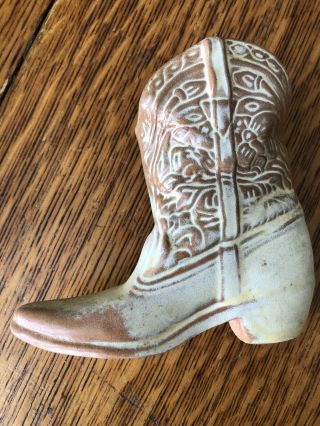 Vintage Frankoma Cowboy Boot Golden Desert Glaze Euc 4 - 1/2 " Tall Pottery Vase