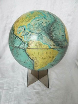 Vtg 1971 National Geographic 12 " Physical World Globe On 5 " Lucite Stand