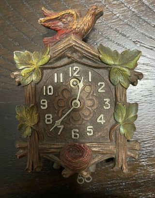 Vintage August Keebler Co.  Miniature Cuckoo Clock - - 4.  5 "
