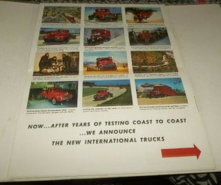 Vtg 1948 International Harvester Truck Foldout Brochure Poster