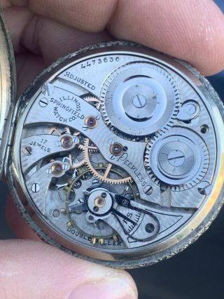 Antique 12s Illinois Peerless 14k White Gold Filled Pendant Set Pocket Watch 17j