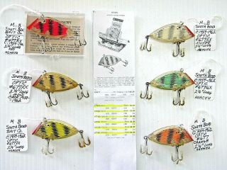 All 6 Colors Vintage Book Dated:1959 - 62 " South Bend " Optic Fishing Lures