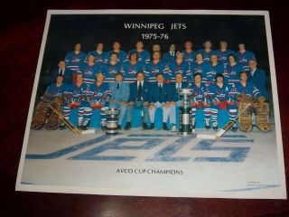 Winnipeg Jets Avco Cup Champions 1975 - 76 Team Photo Wha Bobby Hull
