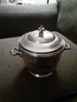 Vintage Poole Silver Co.  Silver Plated Ice Bucket With Pyrex And Lid