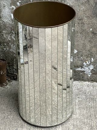 Vintage Wastebasket Metal Mirrored Ransburg Trashcan Tall Can