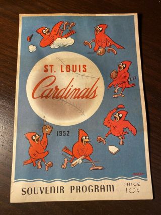 1952 St.  Louis Cardinals Official Scorecard Program Musial Slaughter Hemus