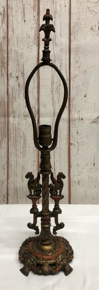 Vintage Antique Cast Iron Table Lamp Ornate Base Needs Wiring