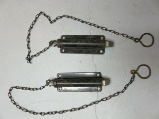 Vintage Stanley Chain Pull Spring Bolt Door Latches (2) Made In Usa
