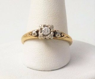 Antique Art Deco Coronation 14k Gold.  12 Ctw Diamond Engagement Ring 2.  1 Grams