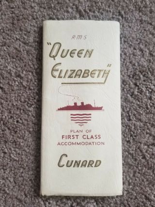 Cunard Line Rms Queen Elizabeth 1956 Brochure Deck Plans Interiors