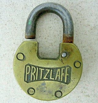Vintage Pritzlaff Brass Padlock Lock No Key Antique Pritzlaff Hardware