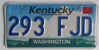 Kentucky 2000 Washington County License Plate 293 Fjd
