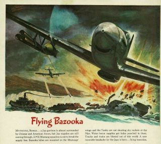 1944 North American Aviation Ww2 P - 51 Mustang Over Burma Art Vintage Print Ad