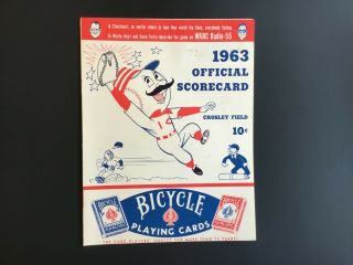 Official 1963 Cincinnati Reds Vs.  Houston Astros Scorecard W/ticket Stub Stapled