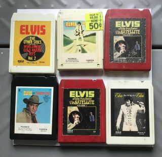 6 Vintage Elvis 8 Track Tapes,  1968,  70,  71,  72,  73.  Not