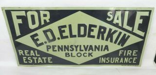 Antique Embossed Tin Sign Elderkin Pennsylvania Block Butte Montana