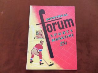 December 15th 1956 Boston Bruins Vs Montreal Canadiens Program Hockey T.  Johnson
