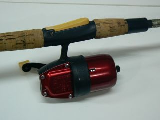 Vintage Bronson True Temper 63l Uni - Spin Rod & Reel,  Left,  Red,