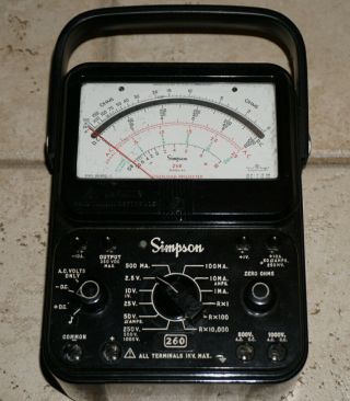 Simpson 260 Analog Multimeter Ohmmeter Voltmeter Ammeter Series 8p Bakelite Vom