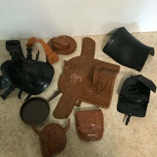 Vintage Marx Toys Johnny West Action Figure Doll Accessories.  Saddles And More
