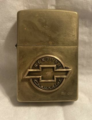 Vintage Zippo Chevy Oval Emblem Solid Brass Lighter