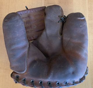 Vintage Old Leather 3 Finger Baseball Glove The Ball Hawk Jc Higgins 1626