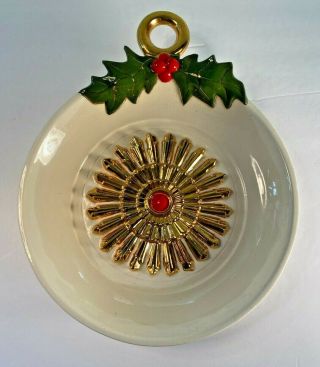 Vintage Atlantic Mold Christmas Ceramic Christmas Ornament Serving Plate 12 "