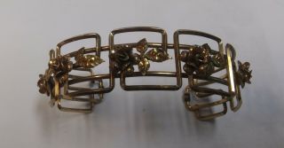 Vintage Rose Gold Cuff Bracelet By Krementz - Roses And Leaves Design.