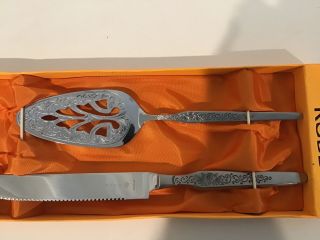 Vintage.  Rodd Two Piece Cake Serving Set.  Stainless Steel Made in Japan 454 2