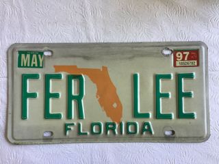 1997 Florida Vanity Fer Lee License Plate Tag